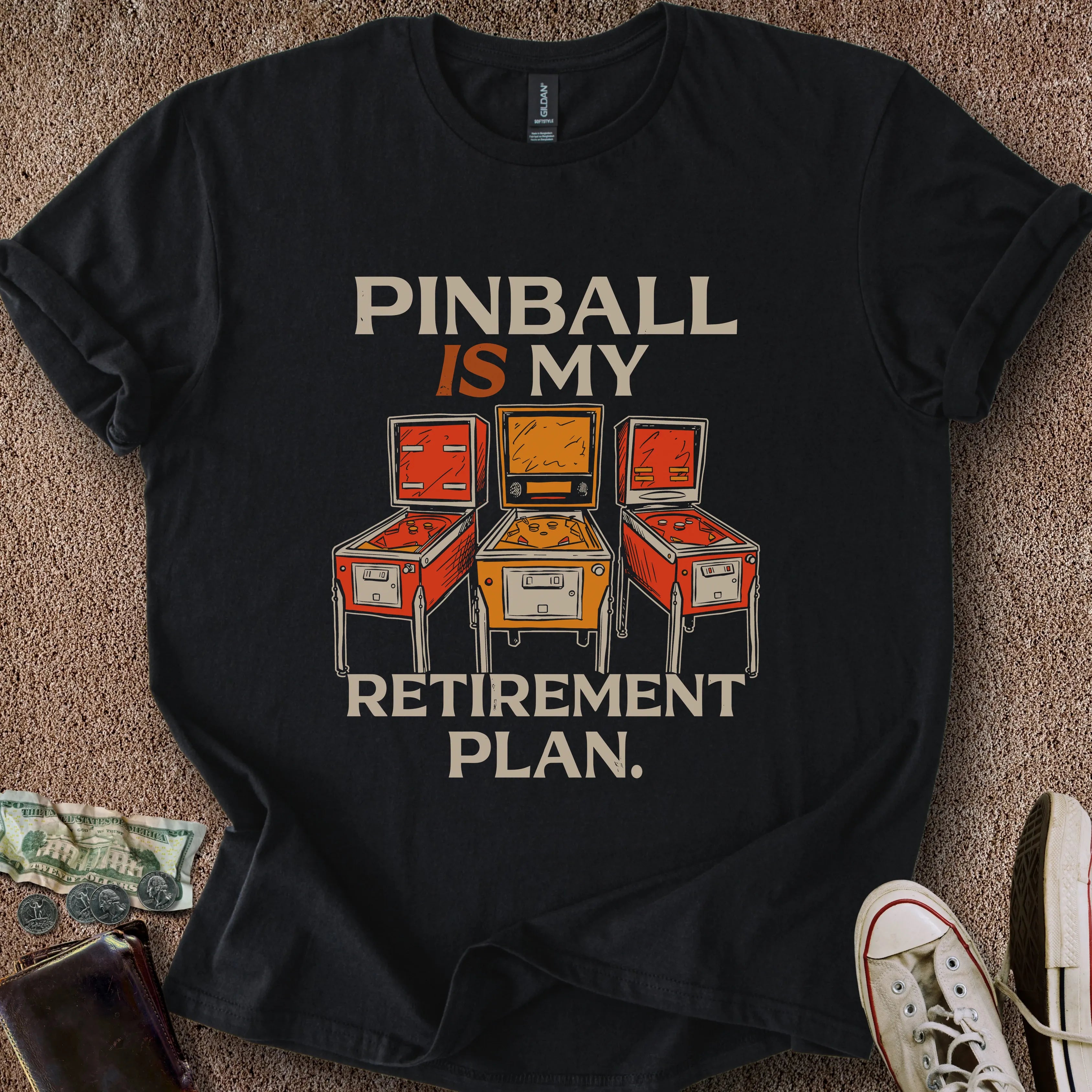 Printify T-Shirt Black / S Pinball Retirement Plan T-Shirt