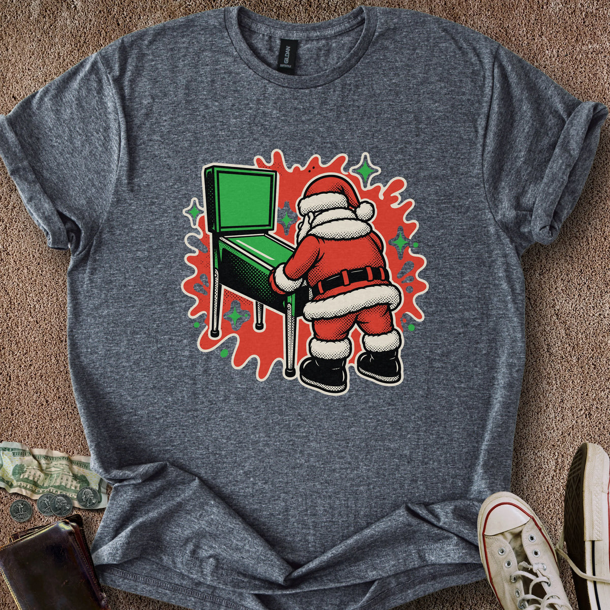 Printify T-Shirt Dark Heather / S Pinball Santa T-Shirt