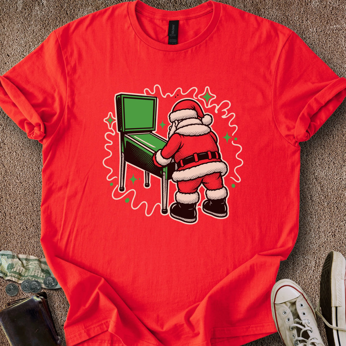 Printify T-Shirt Red / S Pinball Santa T-Shirt