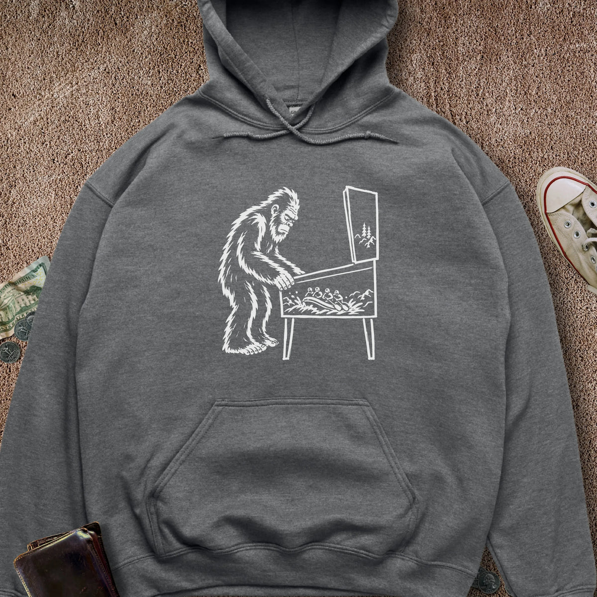 Printify Hoodie Dark Heather / S Pinball Sasquatch Hoodie