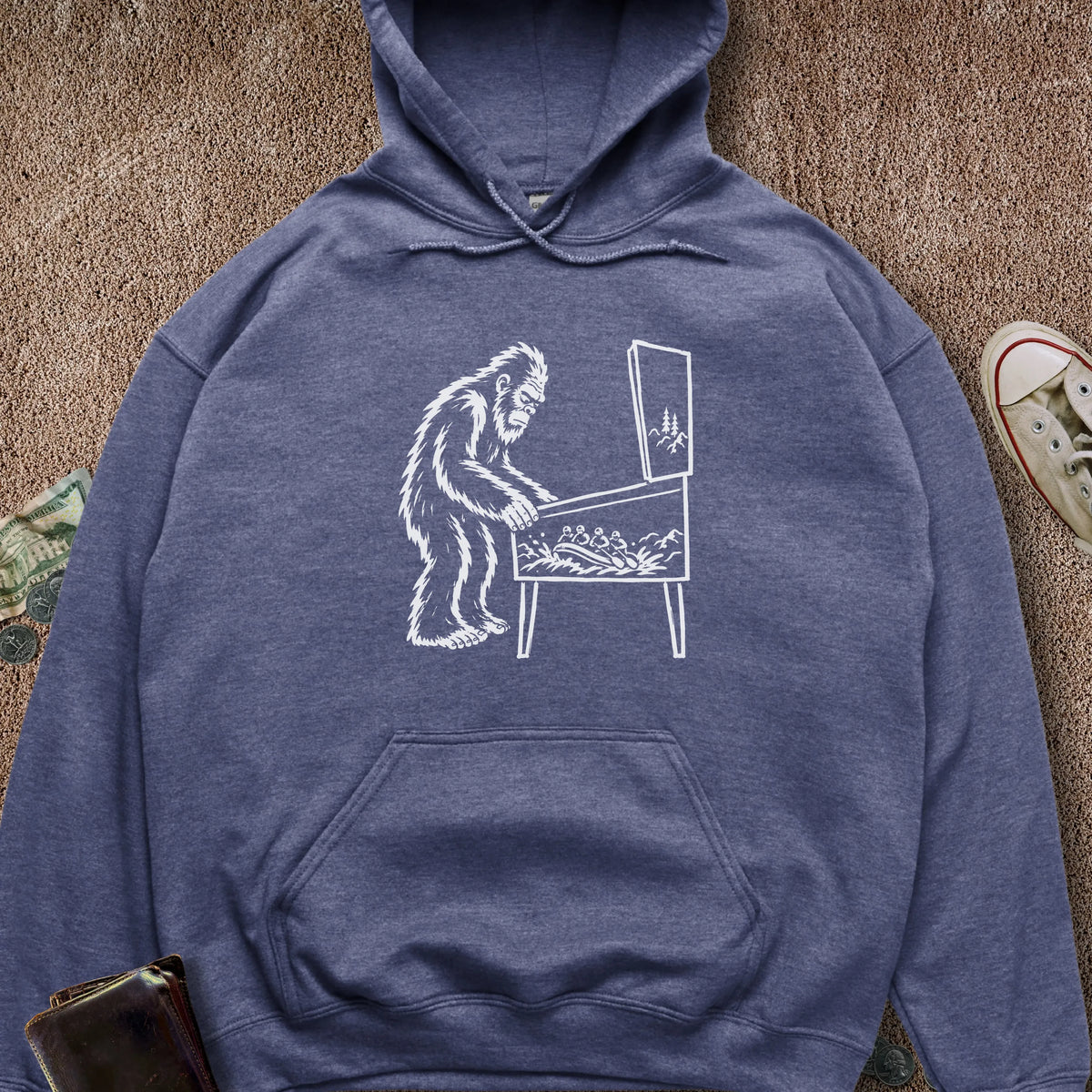 Printify Hoodie Heather Navy / S Pinball Sasquatch Hoodie