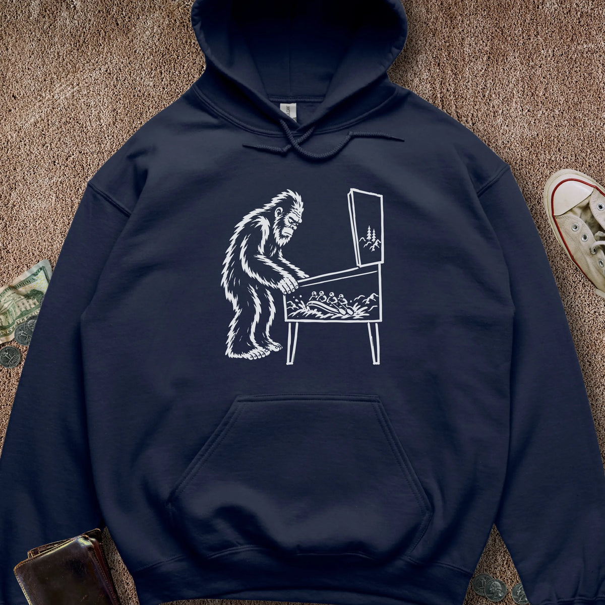 Printify Hoodie Navy / S Pinball Sasquatch Hoodie