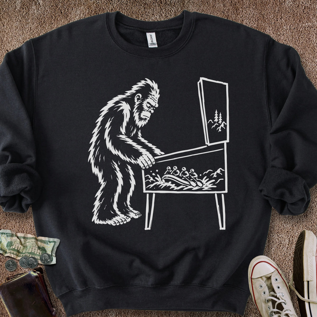 Printify Sweatshirt S / Black Pinball Sasquatch Sweatshirt