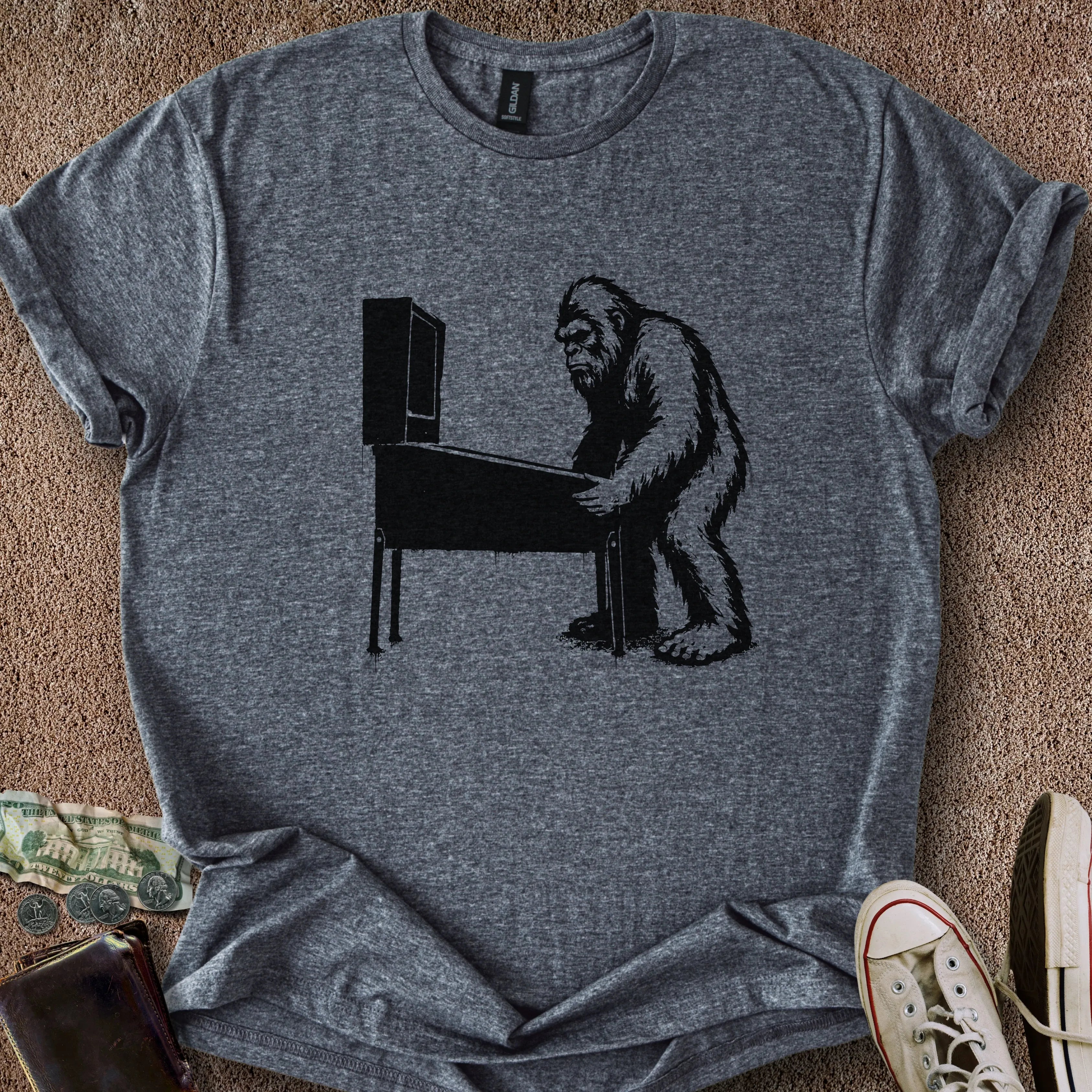 Printify T-Shirt Dark Heather / S Pinball Sasquatch T-Shirt