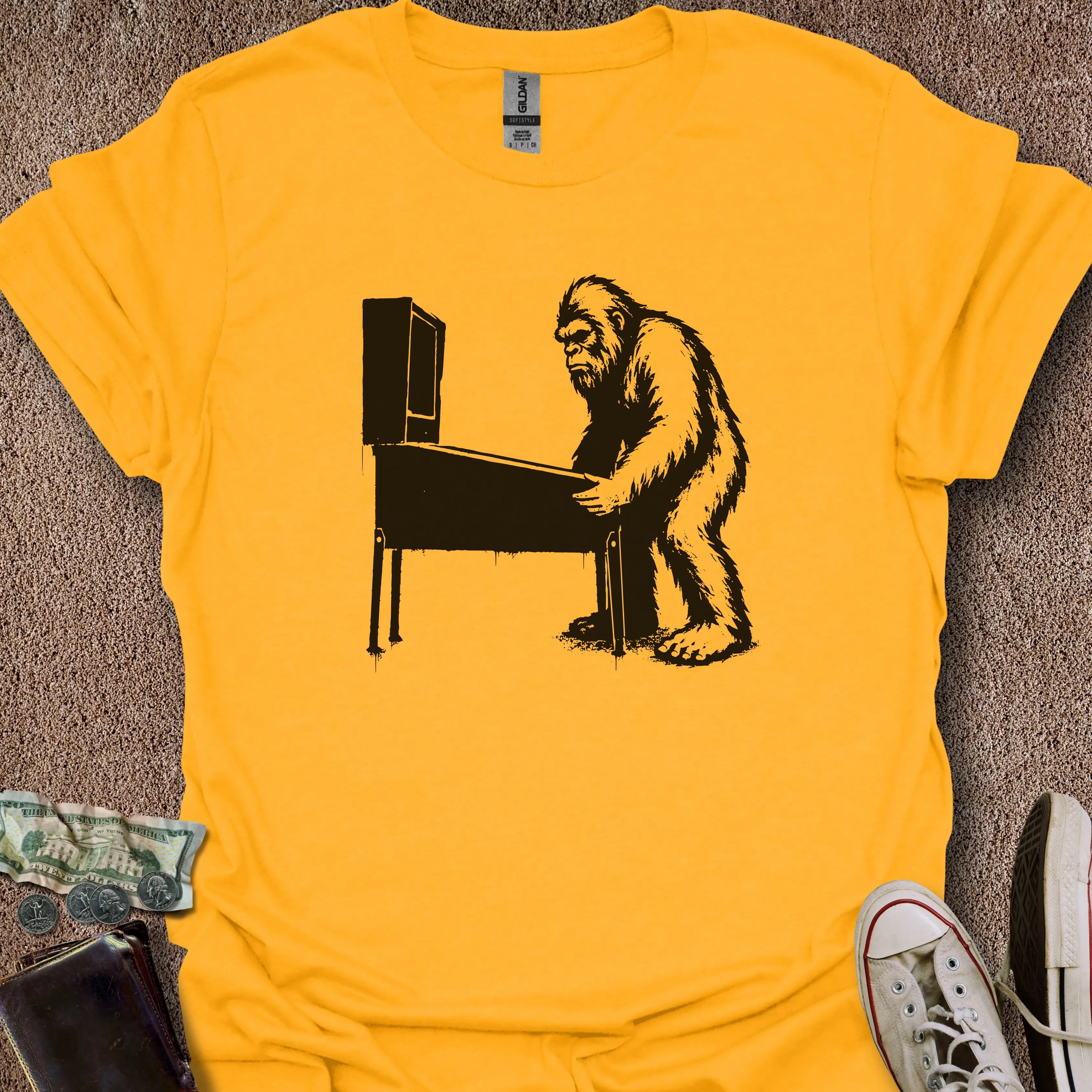 Printify T-Shirt Gold / S Pinball Sasquatch T-Shirt
