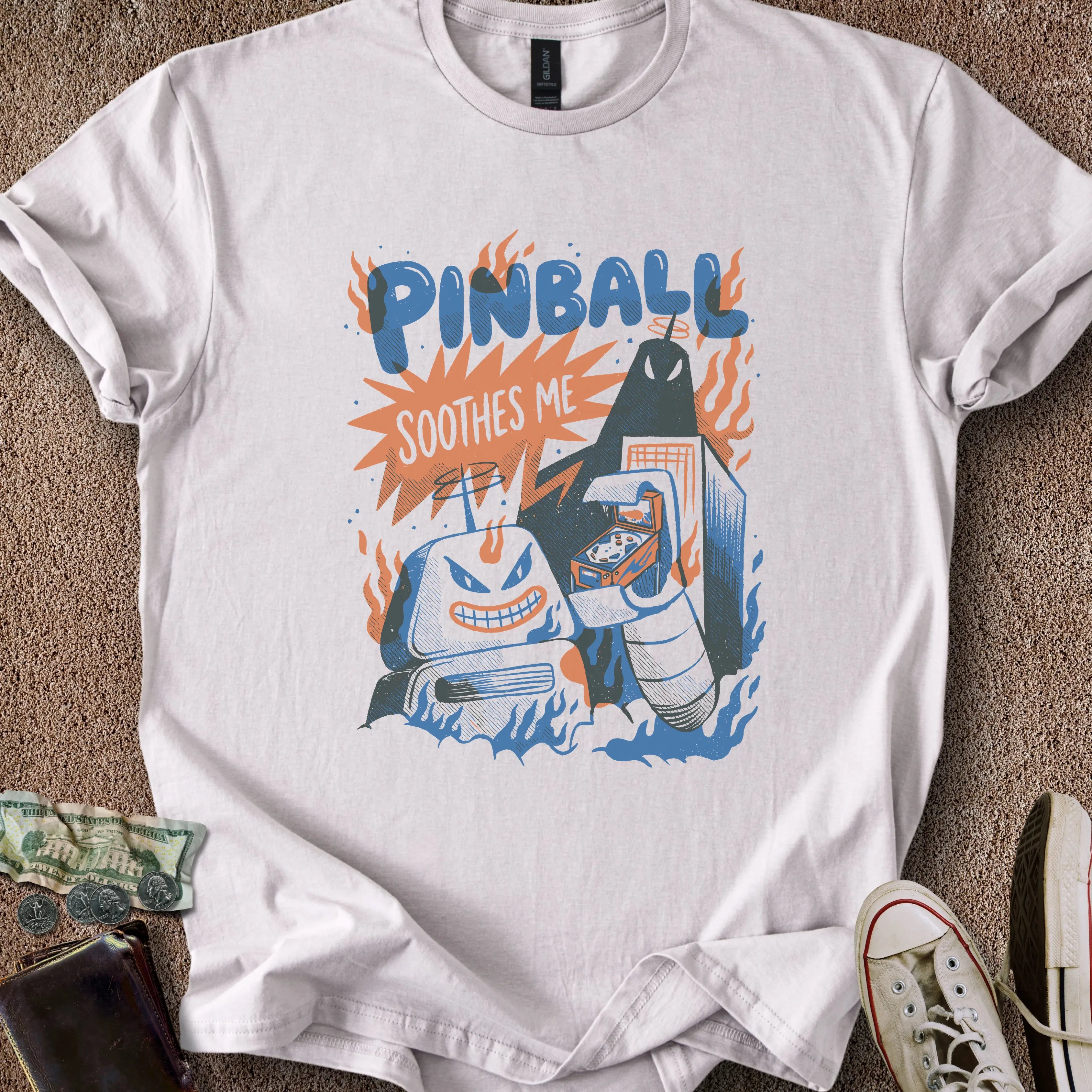 Printify T-Shirt Ice Grey / S Pinball Soothes Me T-Shirt