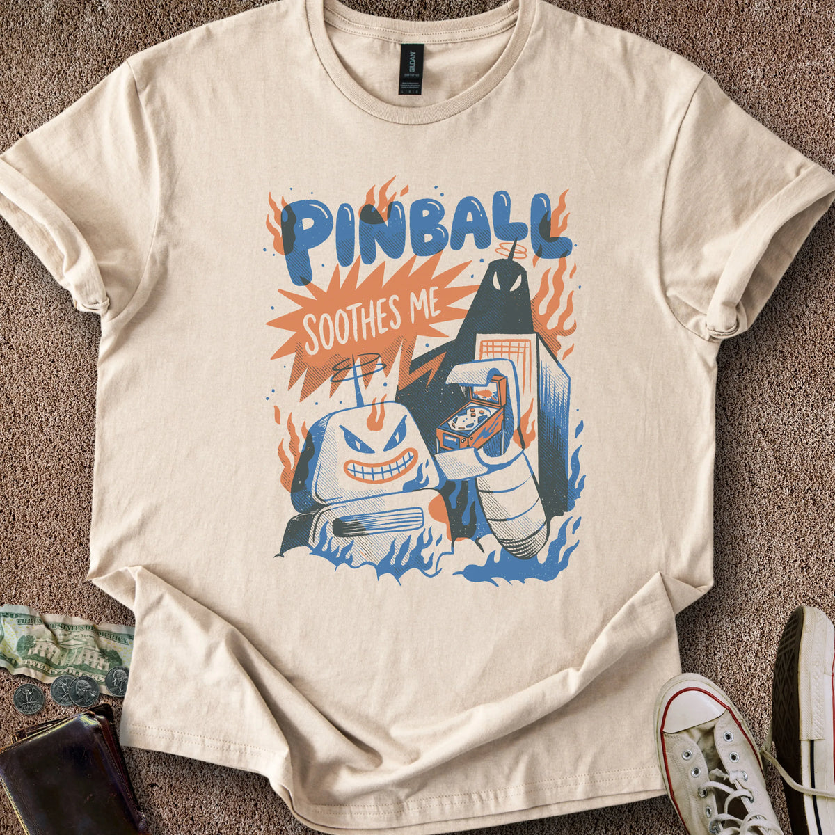 Printify T-Shirt Sand / S Pinball Soothes Me T-Shirt