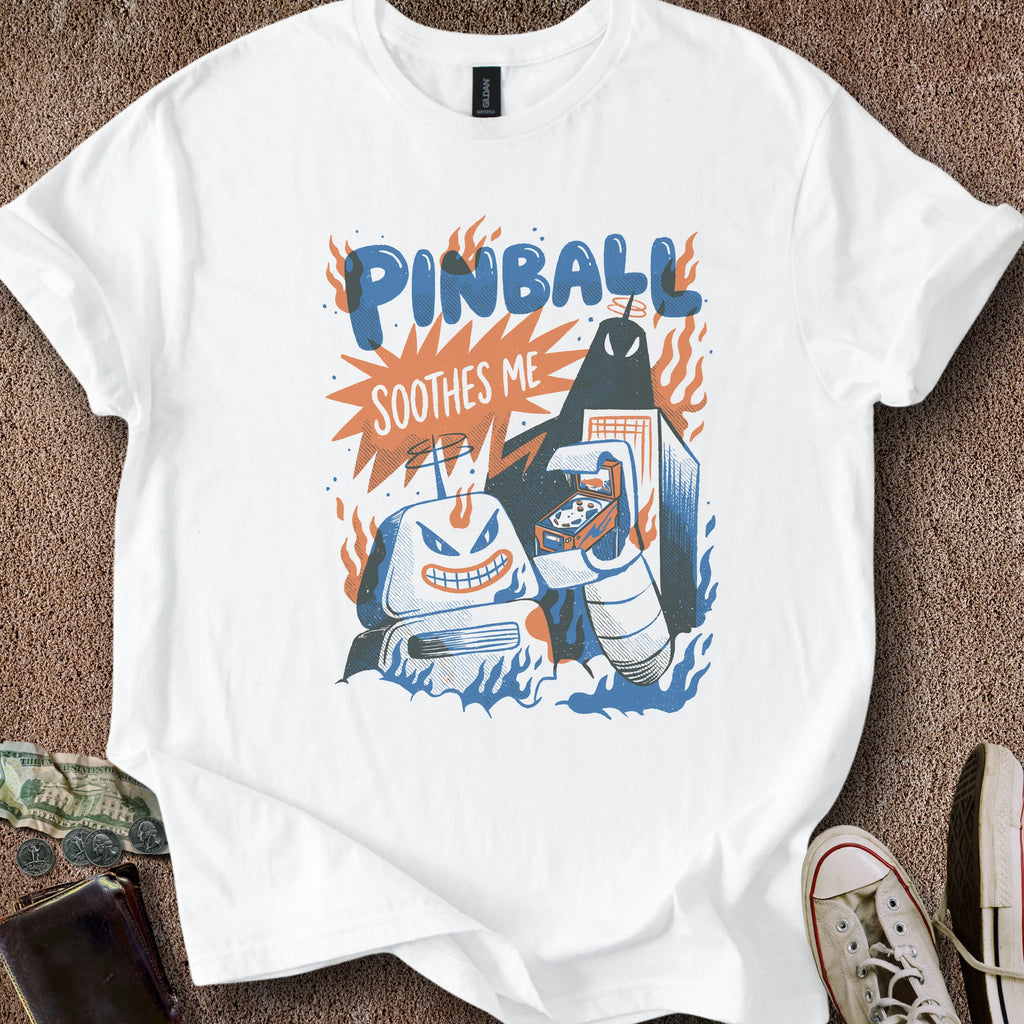 Printify T-Shirt White / S Pinball Soothes Me T-Shirt