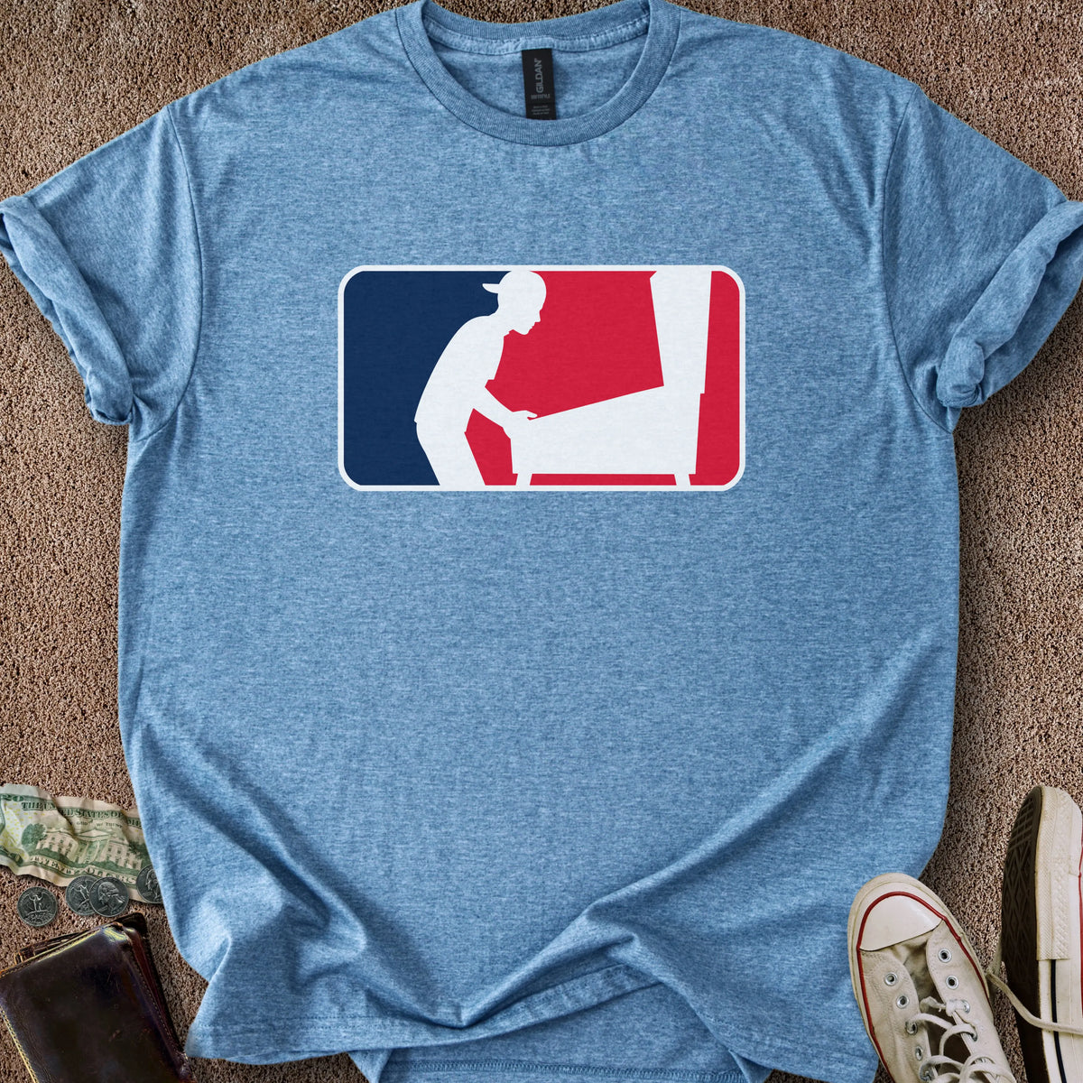 Printify T-Shirt Heather Indigo / S Pinball Sports Logo Alt T-Shirt