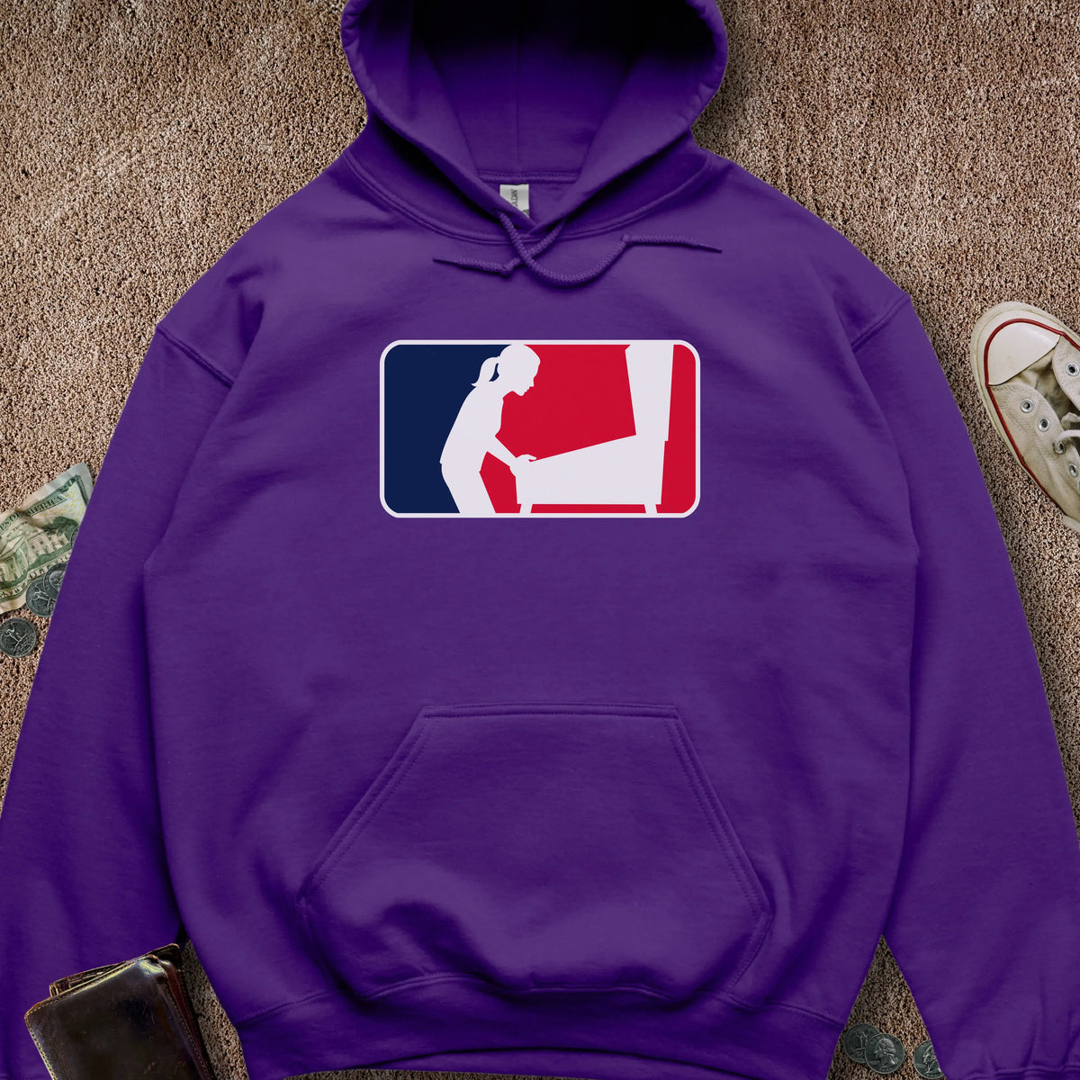 Printify Hoodie Purple / S Pinball Sports Logo Female Hoodie