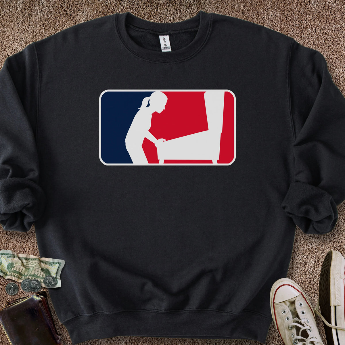 Printify Sweatshirt S / Black Pinball Sports Logo Female Sweatshirt