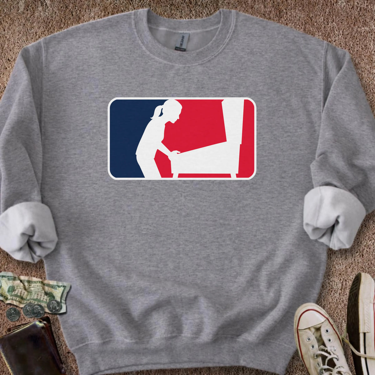 Printify Sweatshirt S / Graphite Heather Pinball Sports Logo Female Sweatshirt
