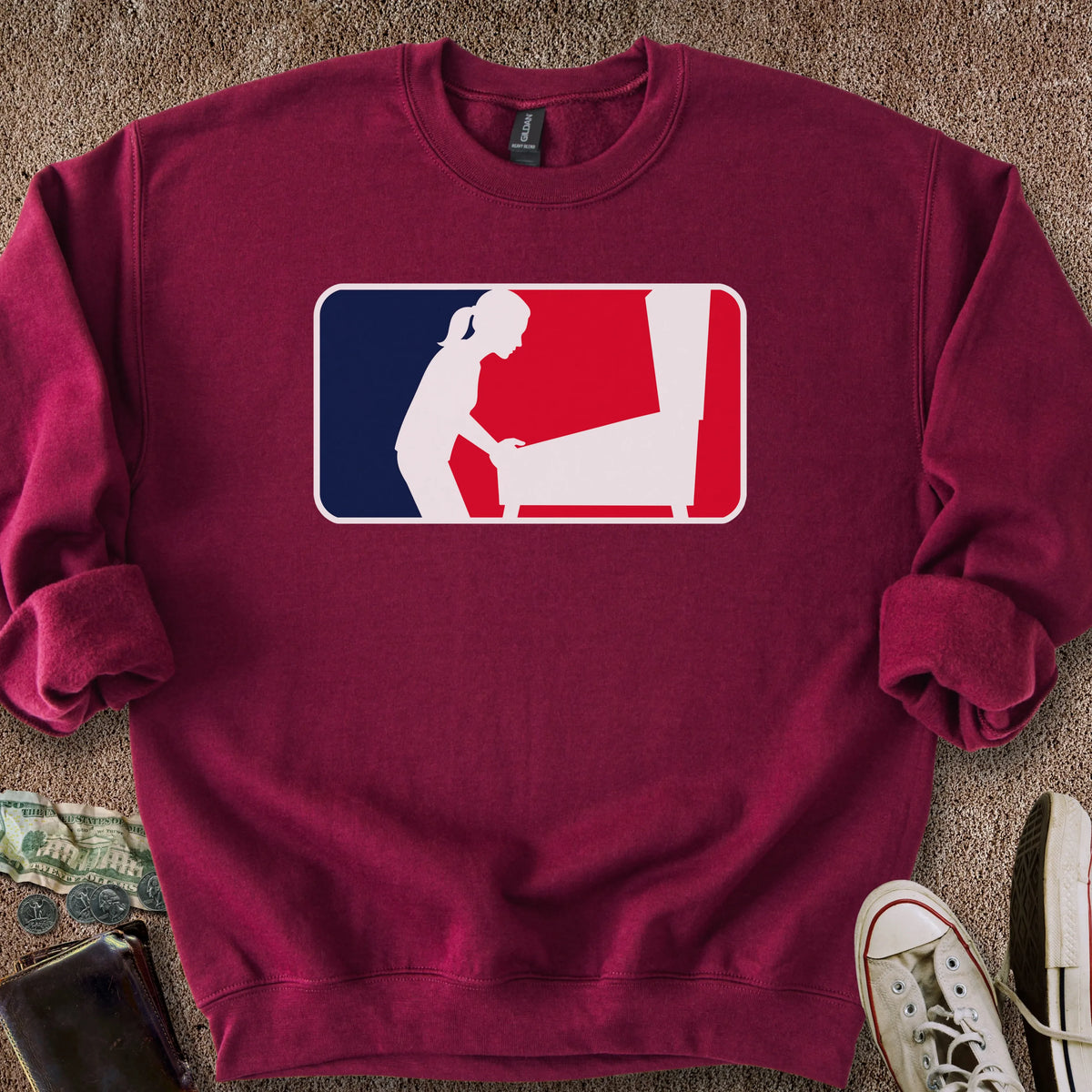 Printify Sweatshirt S / Maroon Pinball Sports Logo Female Sweatshirt