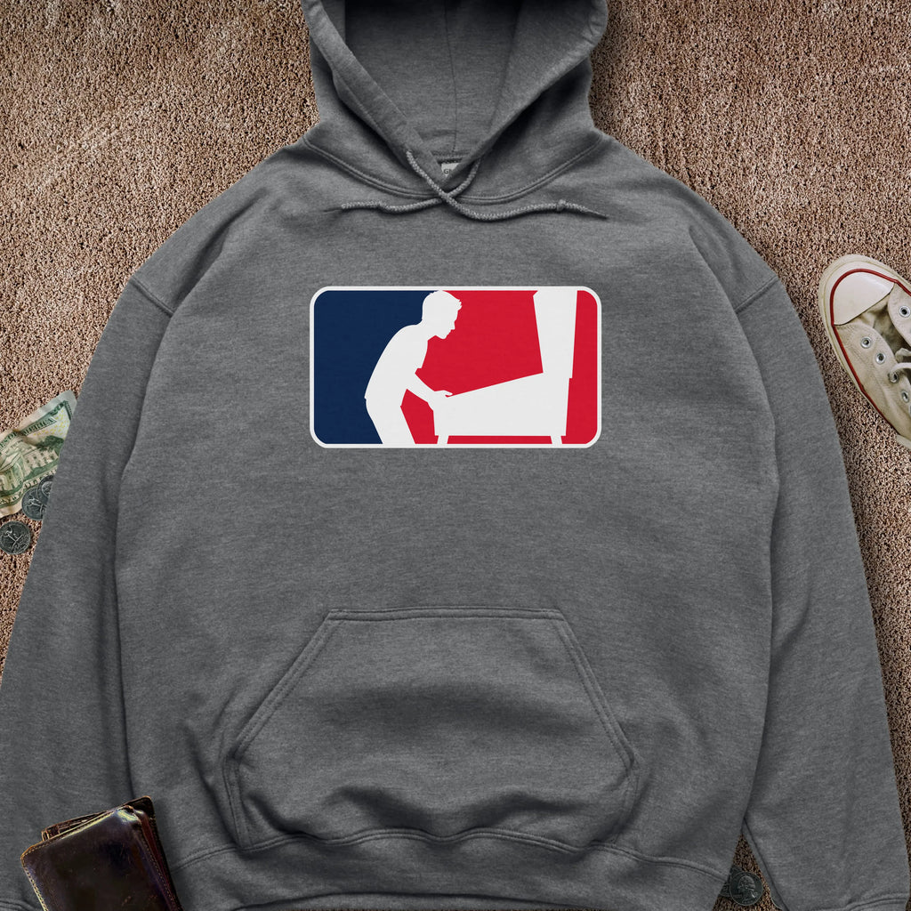 Printify Hoodie Dark Heather / S Pinball Sports Logo Hatless Hoodie