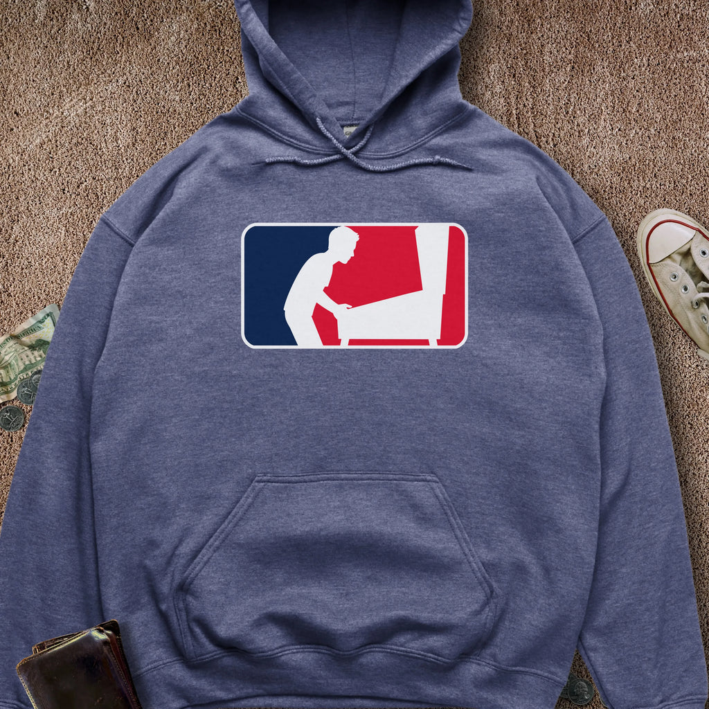 Printify Hoodie Heather Navy / S Pinball Sports Logo Hatless Hoodie