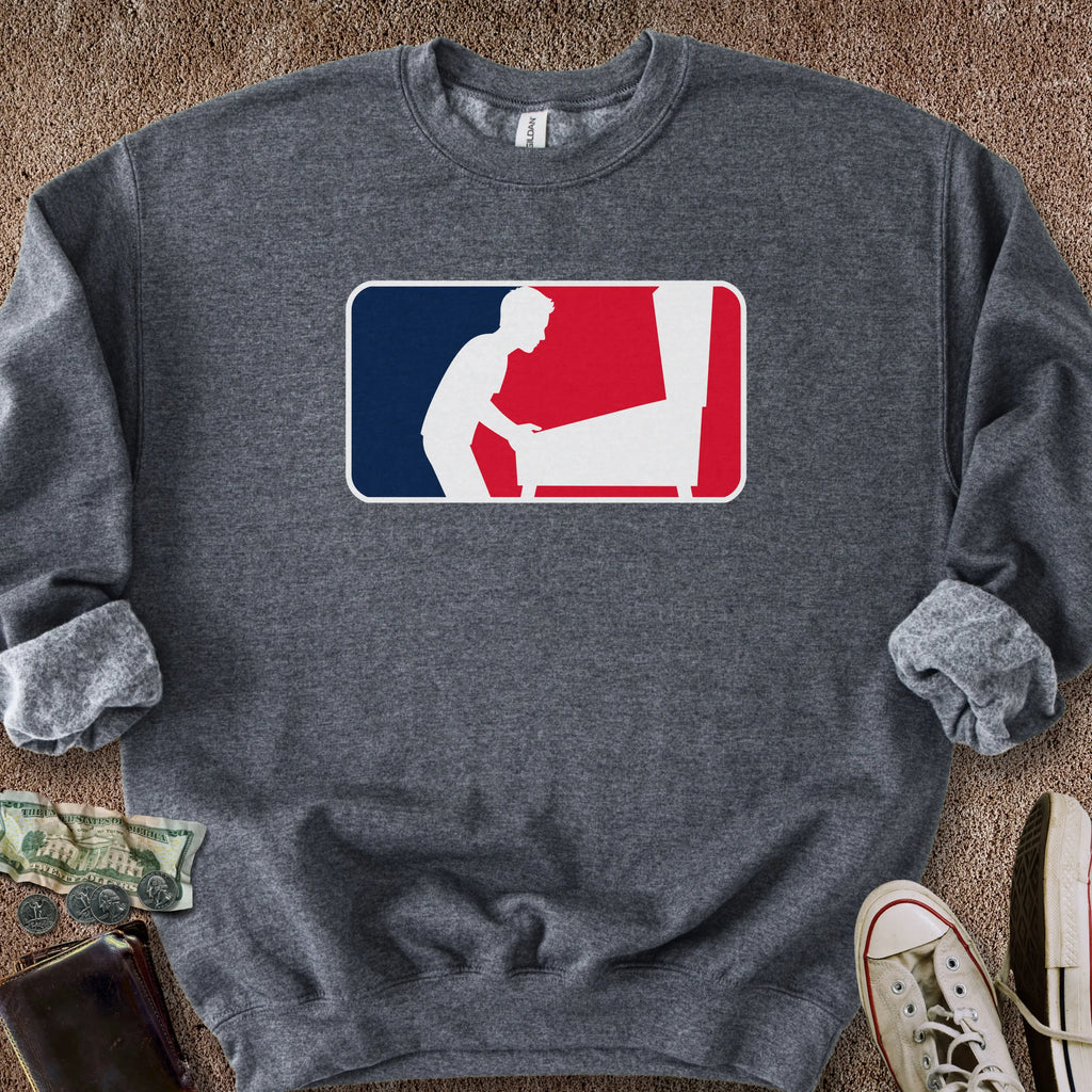 Printify Sweatshirt S / Dark Heather Pinball Sports Logo Hatless Sweatshirt
