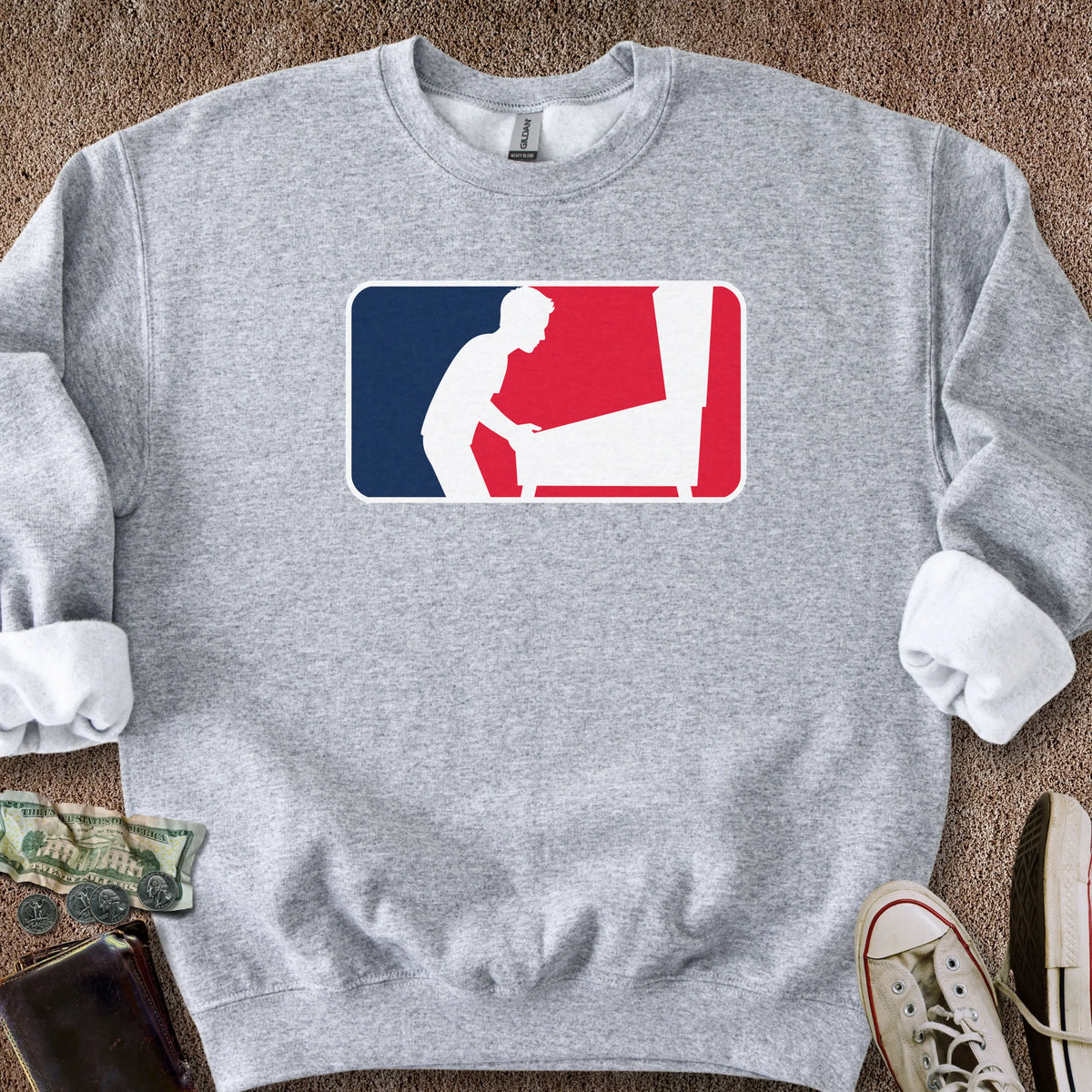 Printify Sweatshirt S / Sport Grey Pinball Sports Logo Hatless Sweatshirt