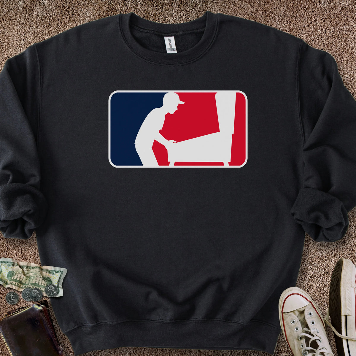 Printify Sweatshirt S / Black Pinball Sports Logo Sweatshirt