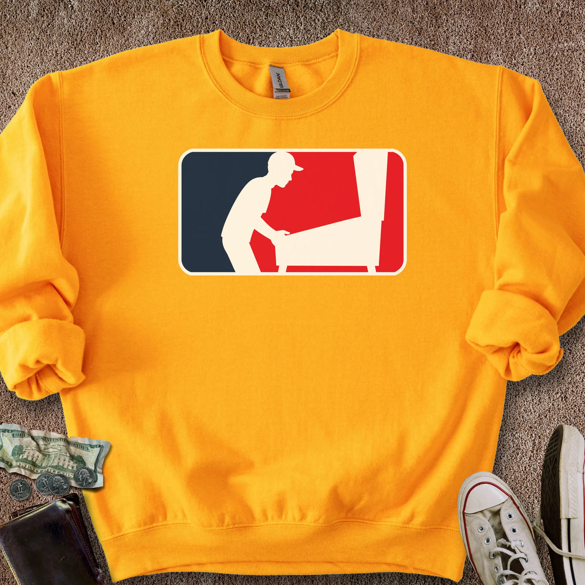Printify Sweatshirt S / Gold Pinball Sports Logo Sweatshirt