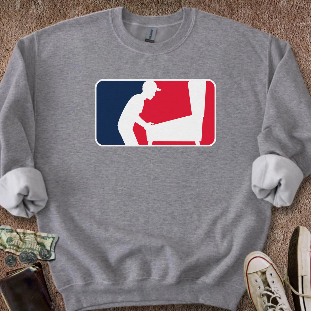 Printify Sweatshirt S / Graphite Heather Pinball Sports Logo Sweatshirt