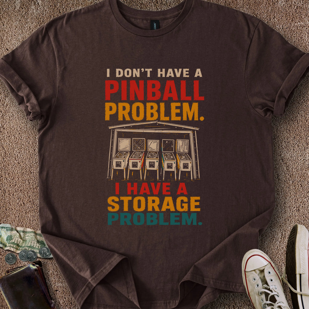 Printify T-Shirt Dark Chocolate / S Pinball Storage Problem T-Shirt