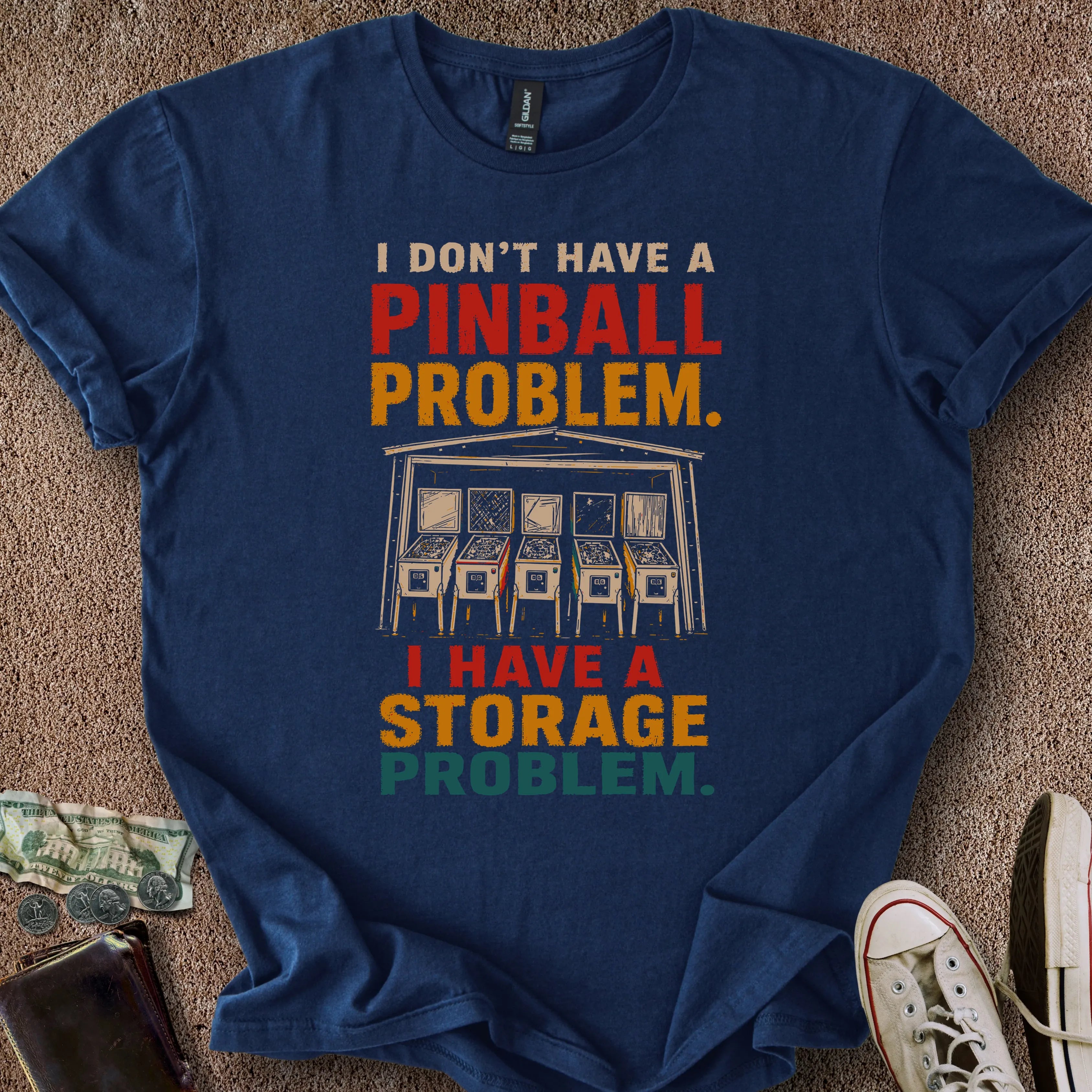 Printify T-Shirt Navy / S Pinball Storage Problem T-Shirt