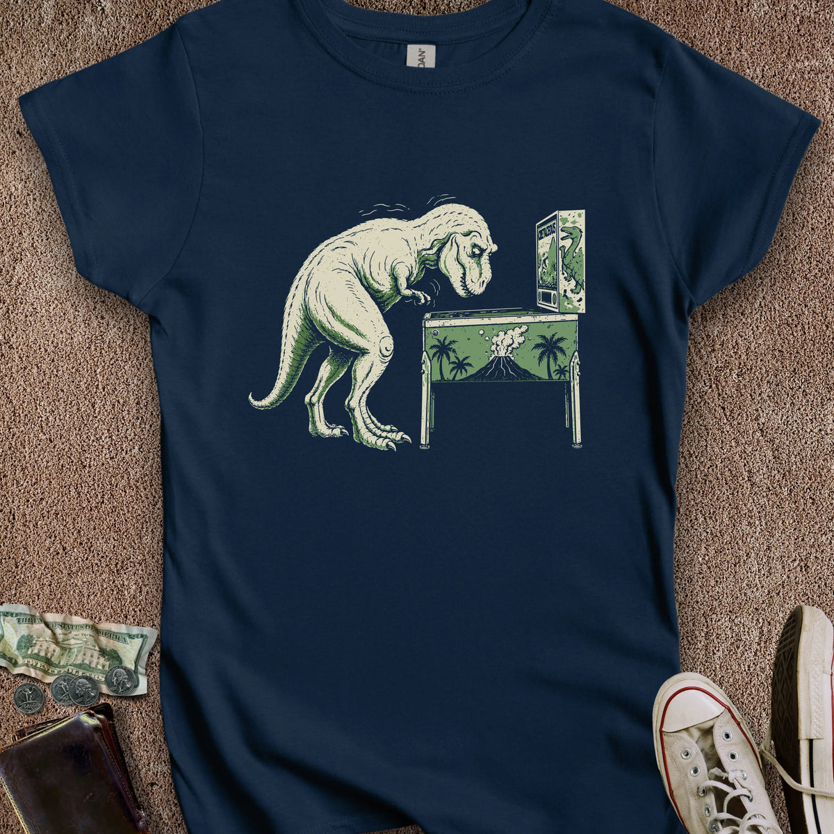 Printify T-Shirt S / Navy Pinball T-Rex Women's T-Shirt
