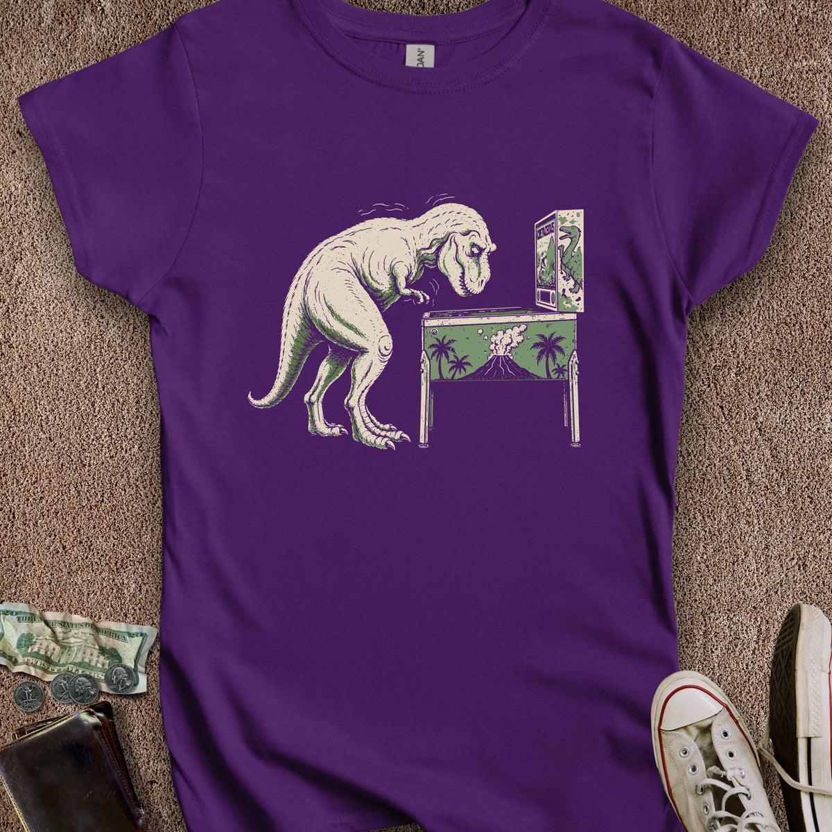 Printify T-Shirt S / Purple Pinball T-Rex Women's T-Shirt