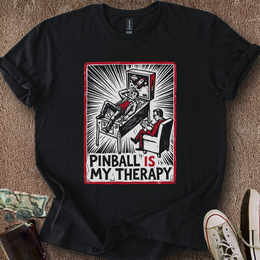 Printify T-Shirt Black / S Pinball Therapy T-Shirt