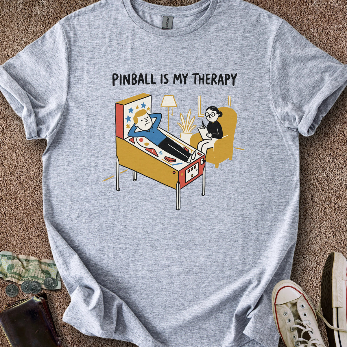 Printify T-Shirt Sport Grey / S Pinball Therapy T-Shirt