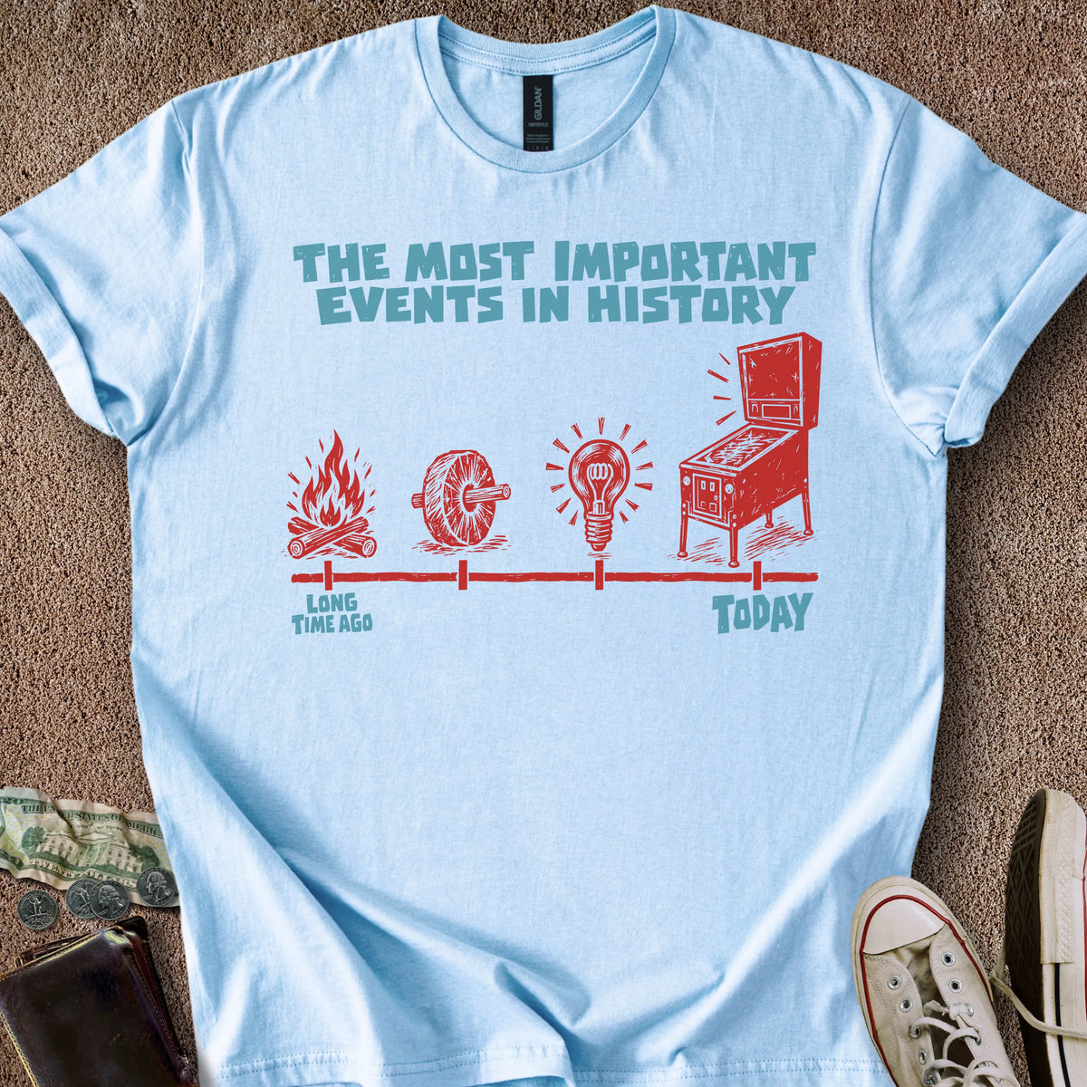 Printify T-Shirt Pinball Timeline T-Shirt