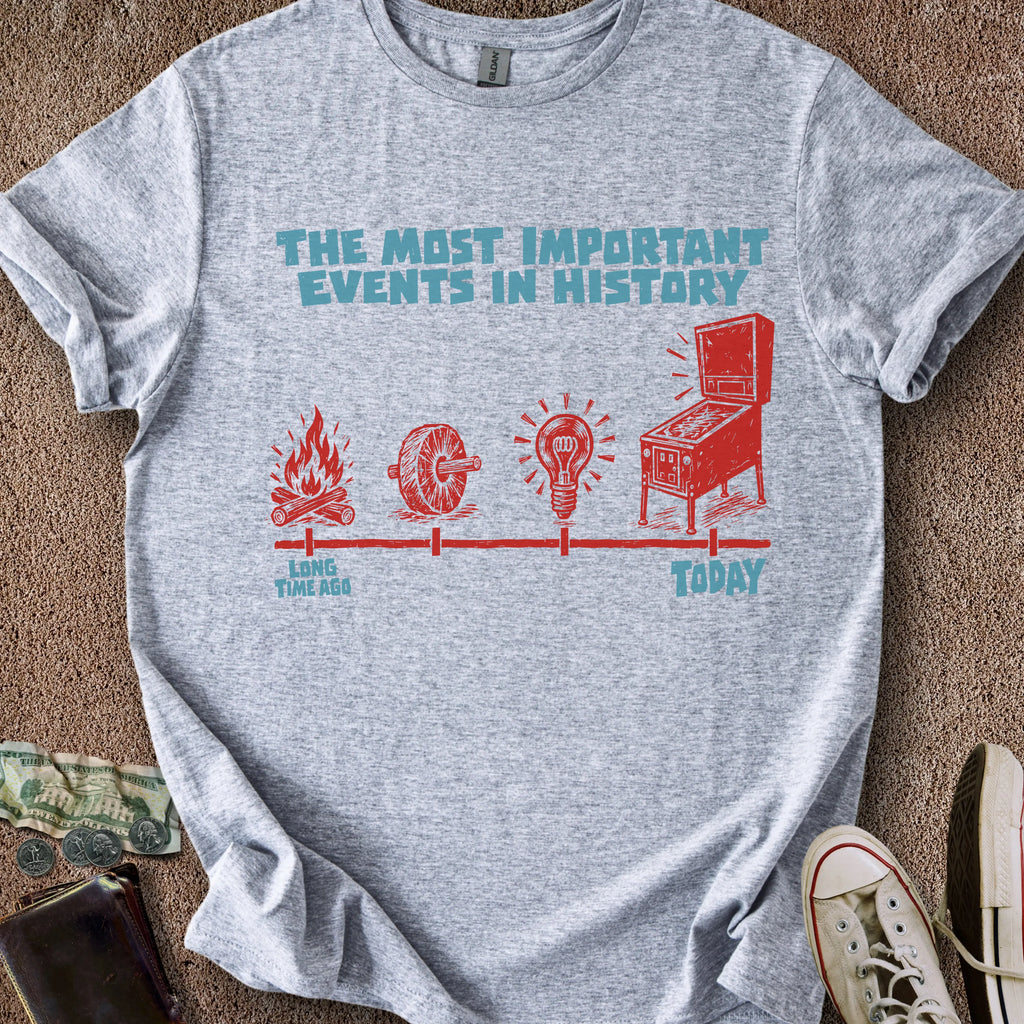 Printify T-Shirt Pinball Timeline T-Shirt