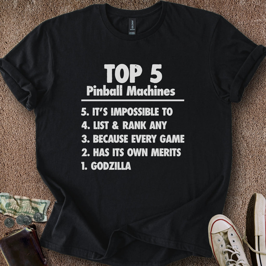 Printify T-Shirt Black / S Pinball Top 5 T-Shirt