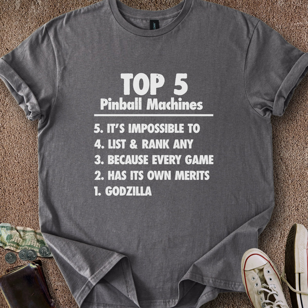 Printify T-Shirt Charcoal / S Pinball Top 5 T-Shirt