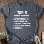 Printify T-Shirt Dark Heather / S Pinball Top 5 T-Shirt