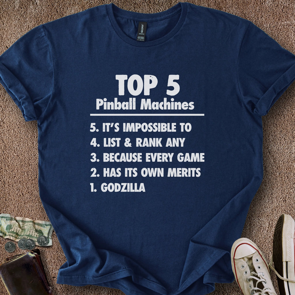 Printify T-Shirt Navy / S Pinball Top 5 T-Shirt