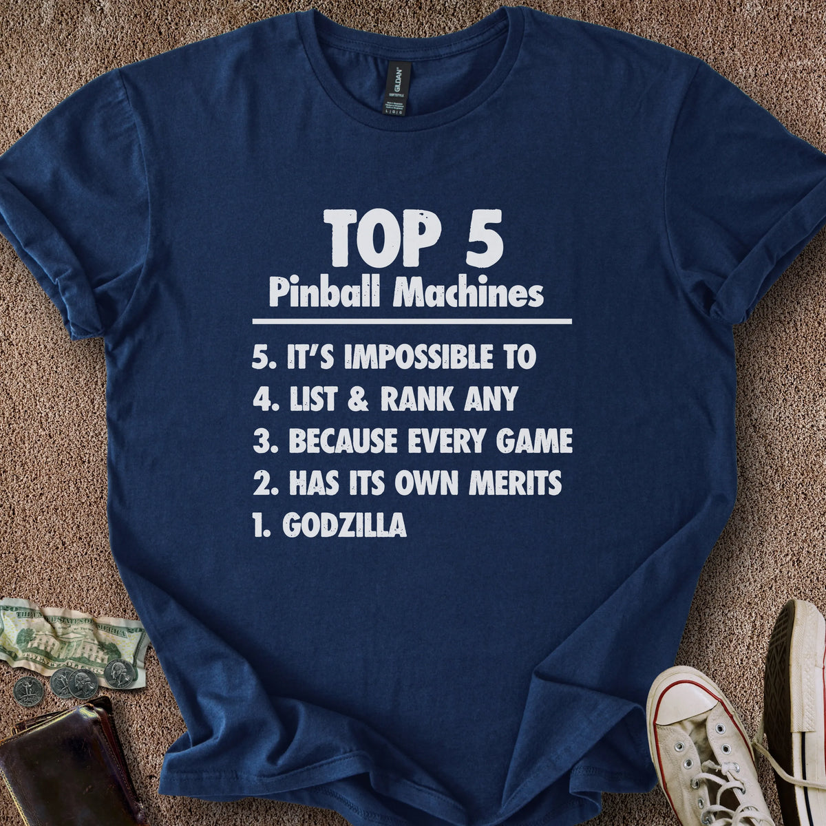 Printify T-Shirt Navy / S Pinball Top 5 T-Shirt