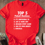 Printify T-Shirt Red / S Pinball Top 5 T-Shirt