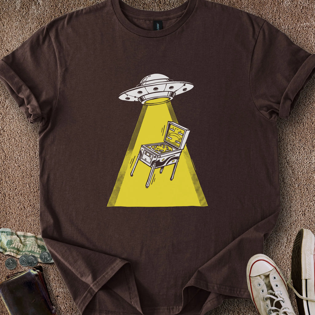Printify T-Shirt Dark Chocolate / S Pinball UFO T-Shirt
