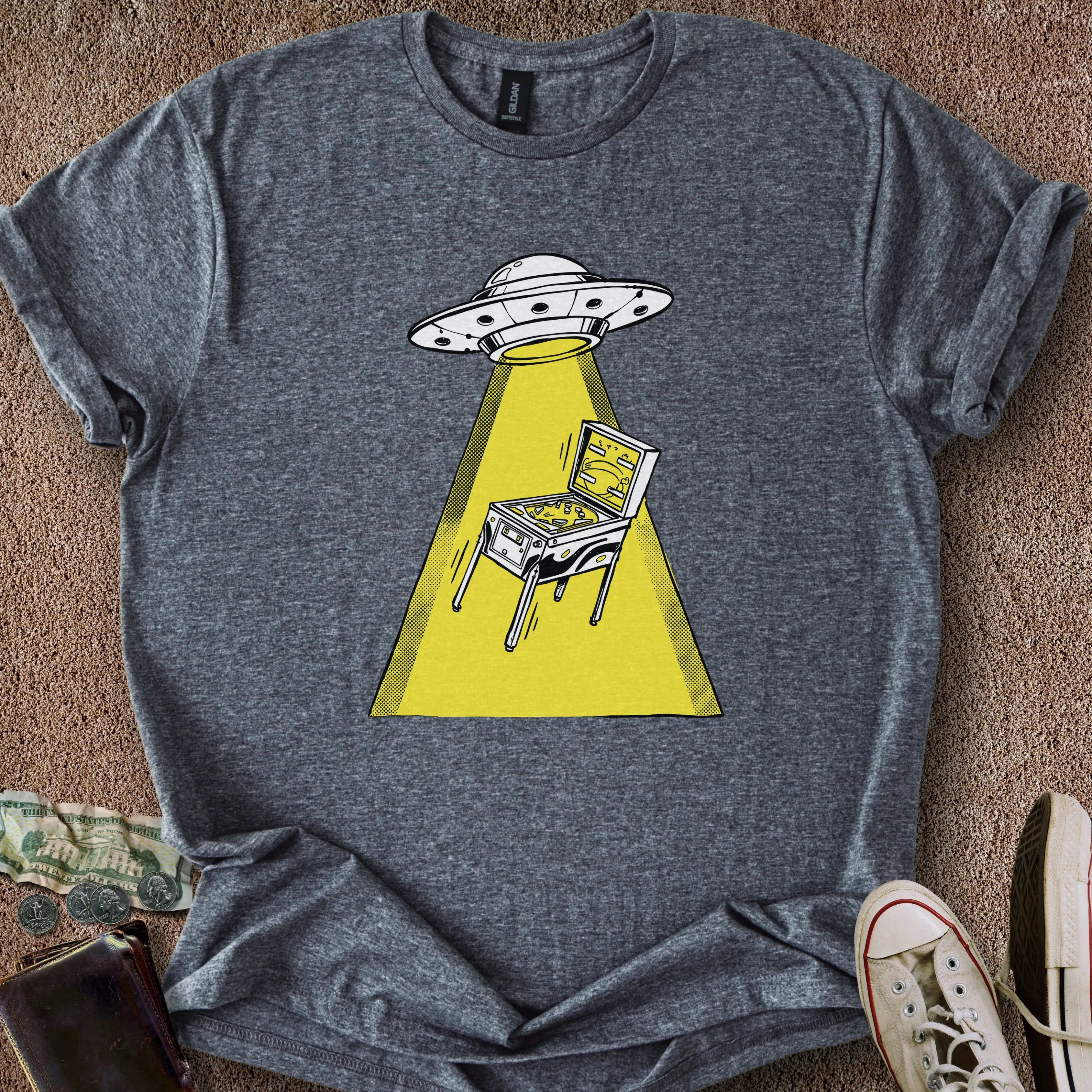 Printify T-Shirt Dark Heather / S Pinball UFO T-Shirt