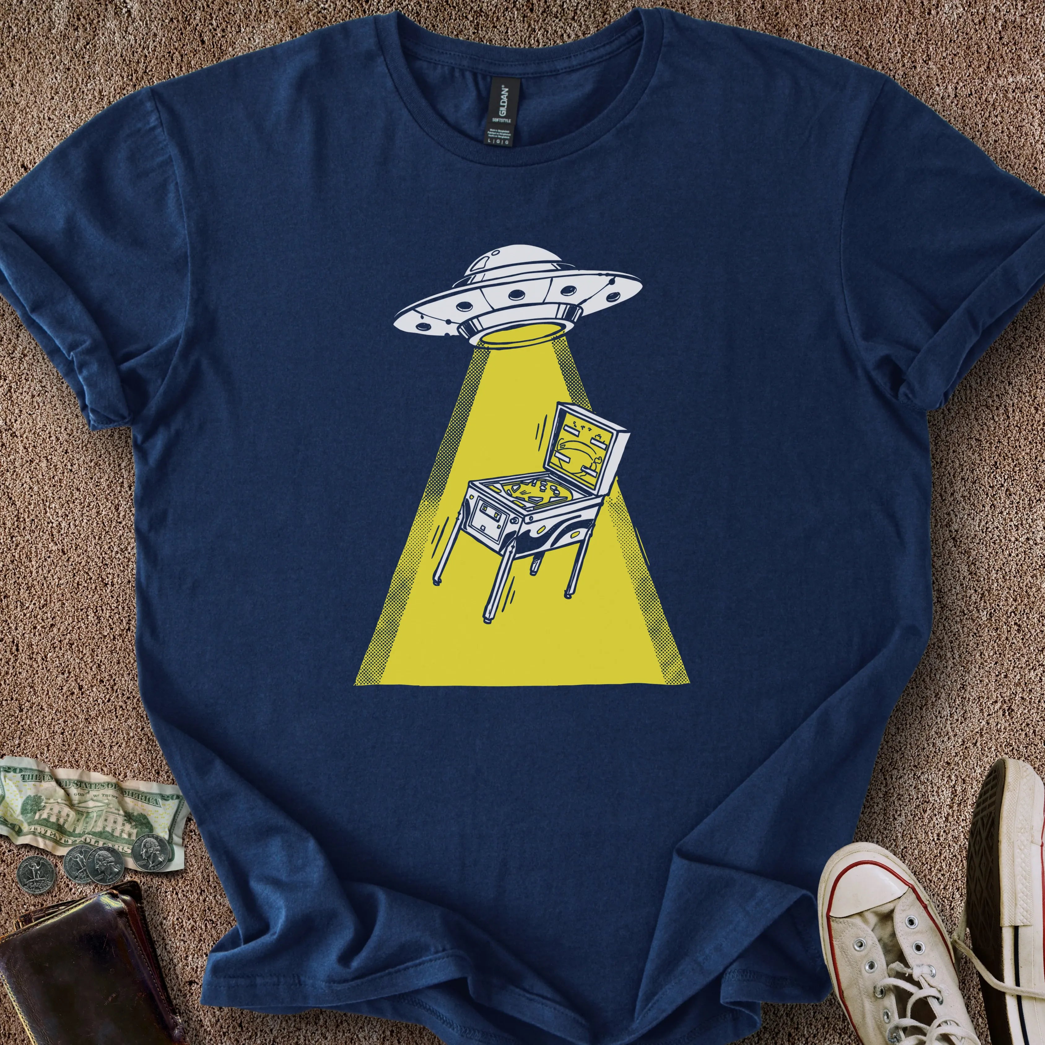 Printify T-Shirt Navy / S Pinball UFO T-Shirt