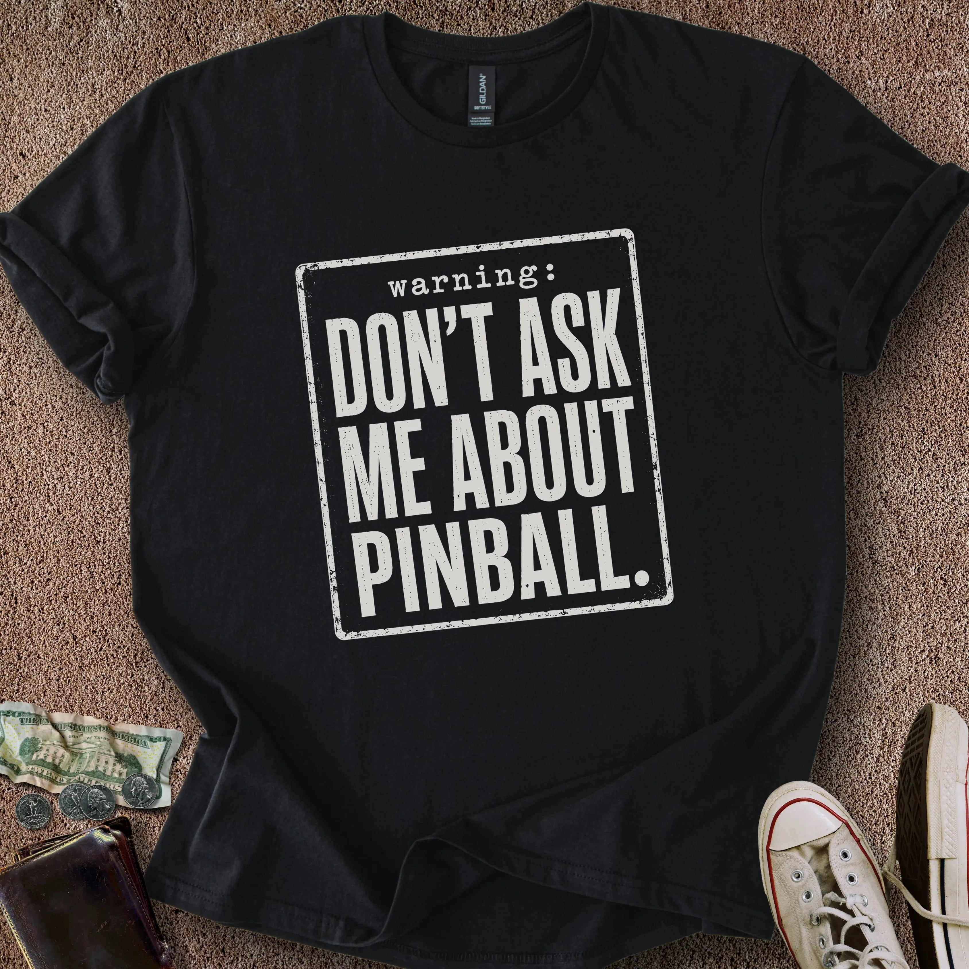 Printify T-Shirt Black / S Pinball Warning T-Shirt