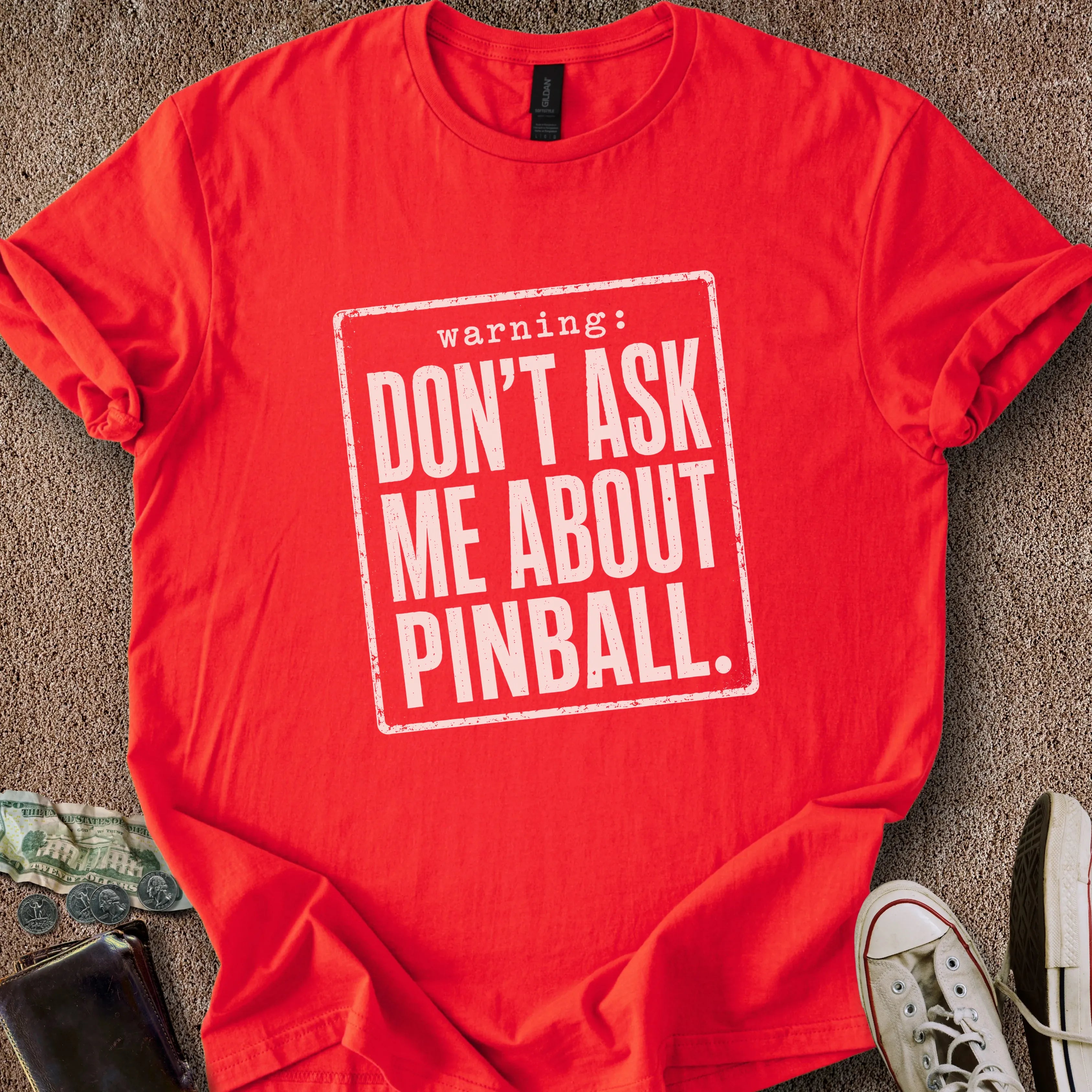 Printify T-Shirt Red / S Pinball Warning T-Shirt