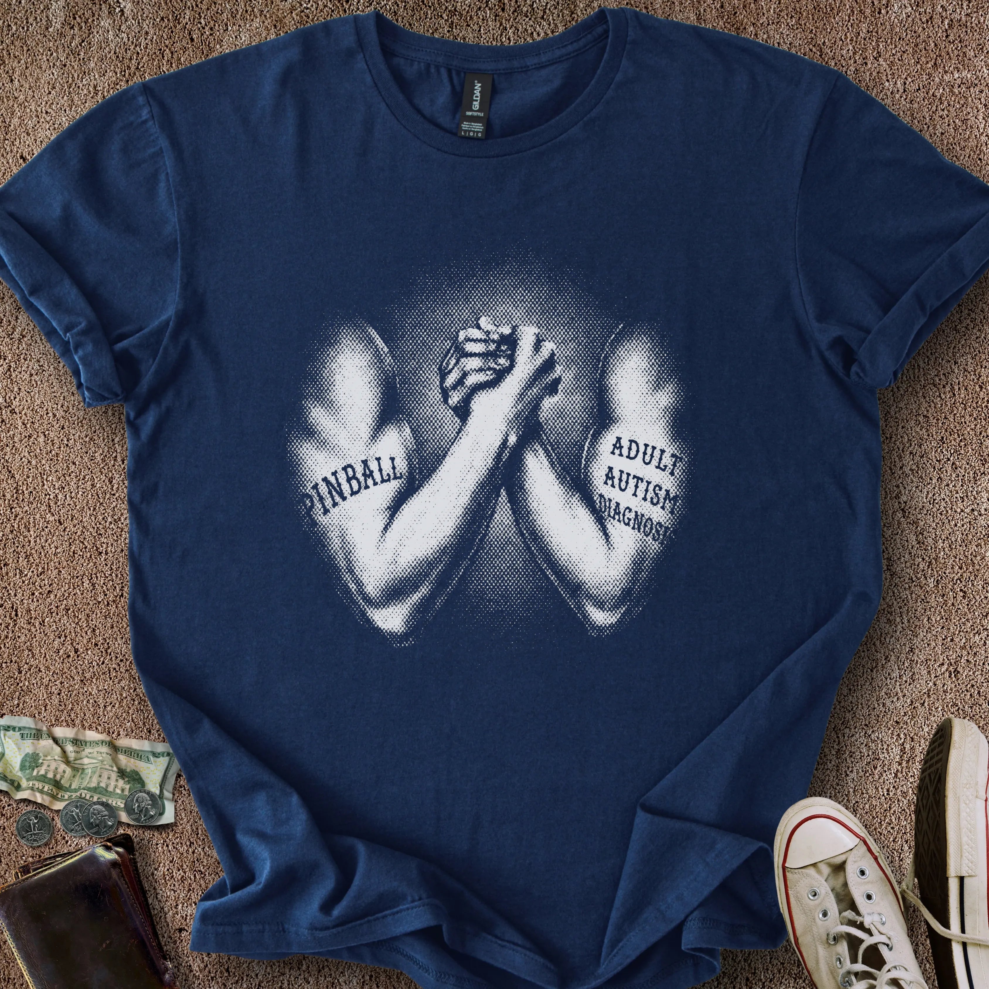 Printify T-Shirt Navy / S Pinball X Autism T-Shirt