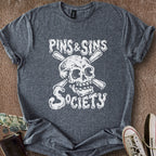Printify T-Shirt Dark Heather / M Pins & Sins T-Shirt