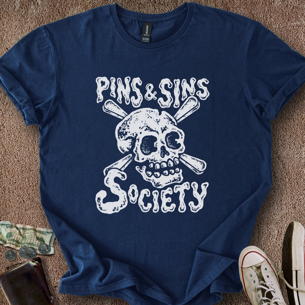 Printify T-Shirt Navy / M Pins & Sins T-Shirt