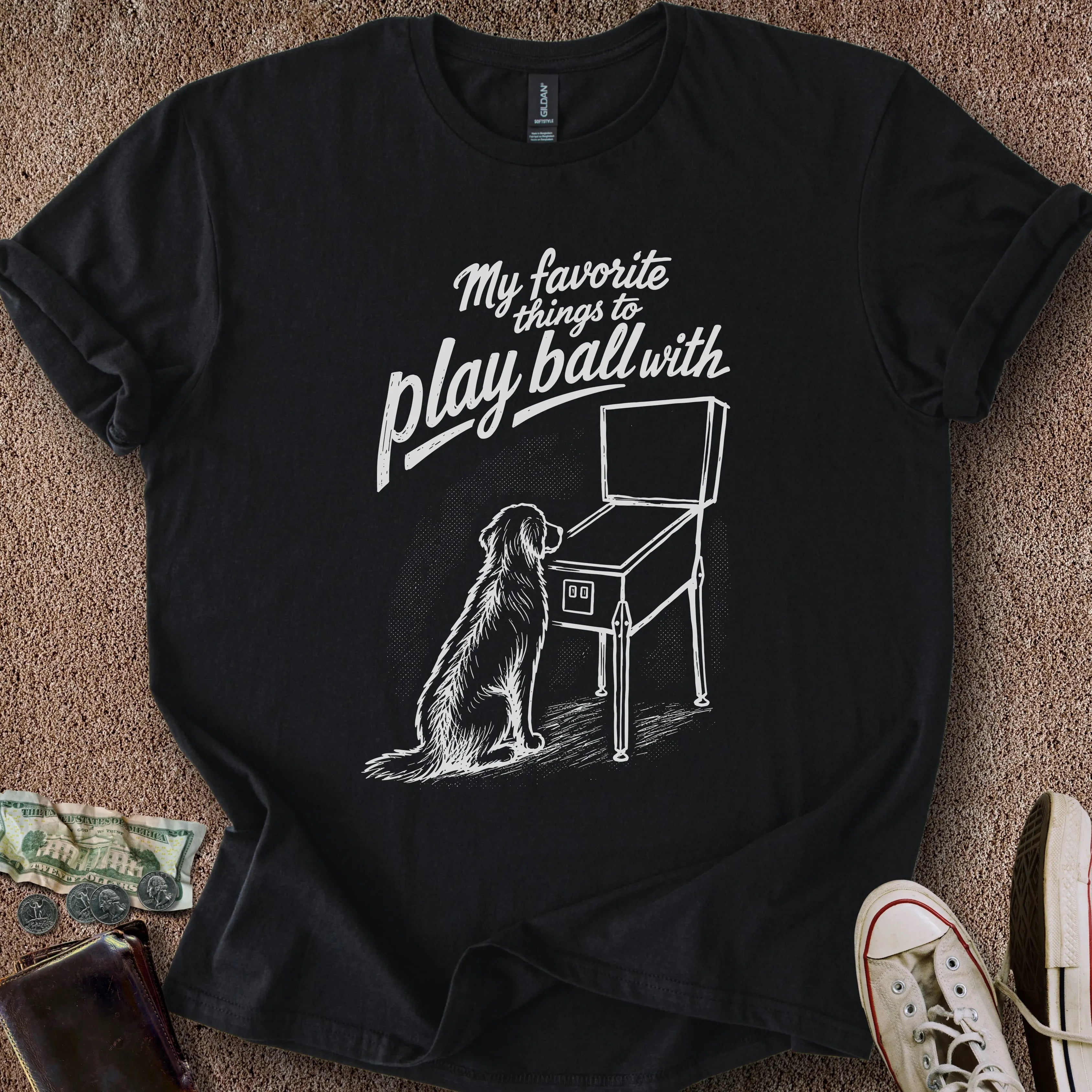Printify T-Shirt Black / S Play Ball Dog T-Shirt