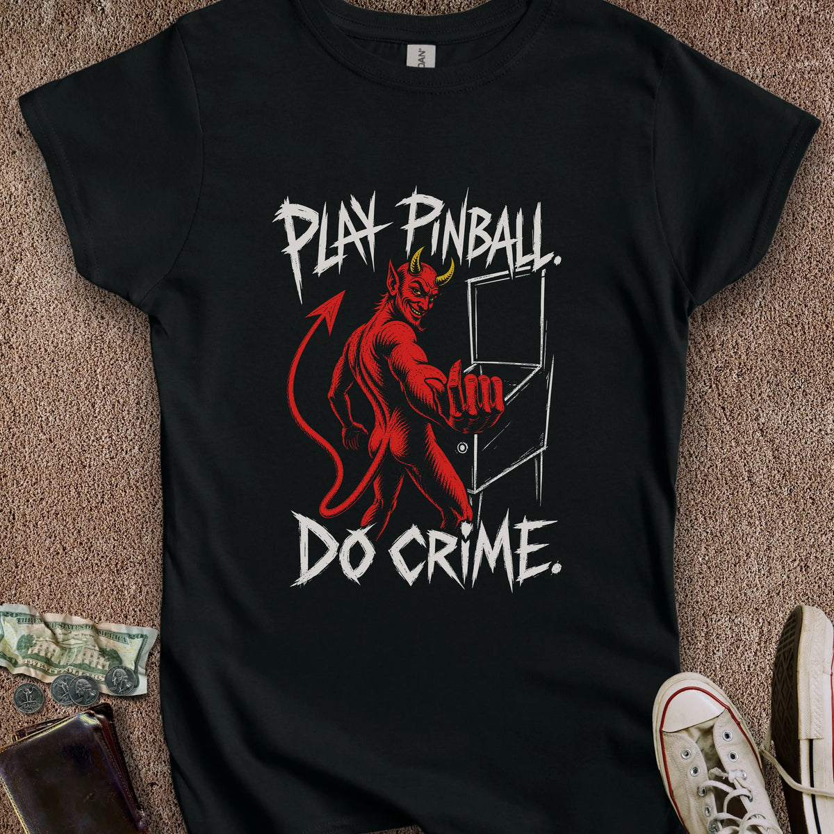 Printify T-Shirt S / Black Play Pinball Do Crime Women's T-Shirt