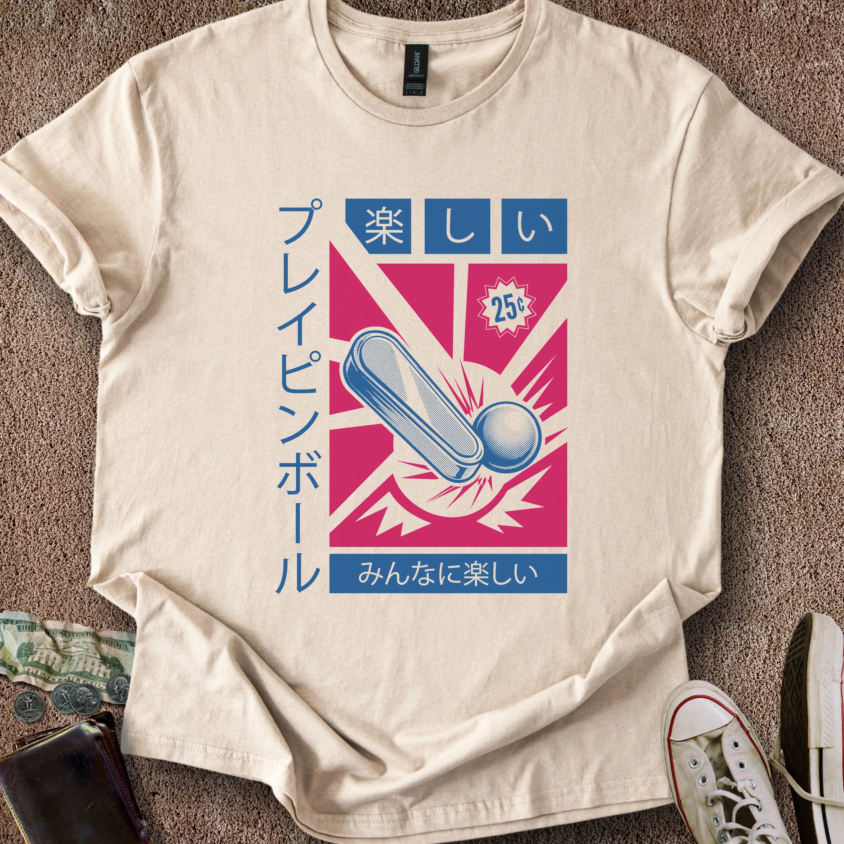 Printify T-Shirt Sand / S Play Pinball T-Shirt