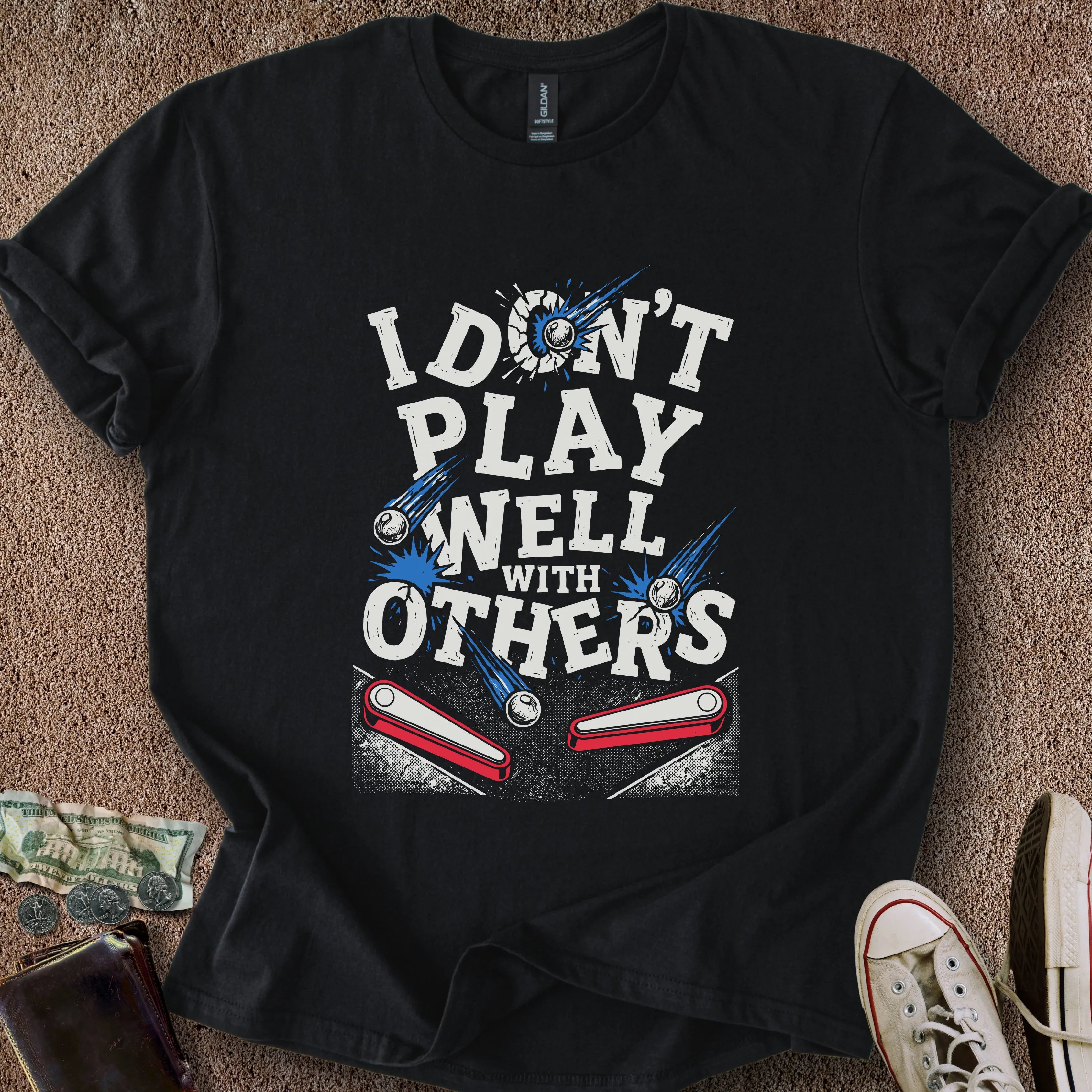 Printify T-Shirt Black / S Play Well w/Others T-Shirt